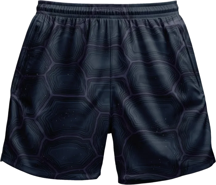 amoeba mesh short in night, a navy black shell print